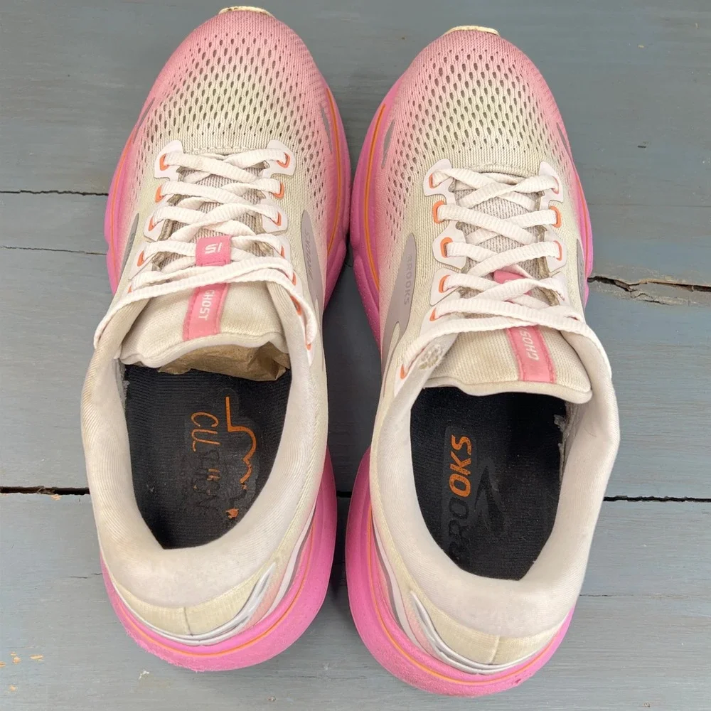 Brooks Ghost 15 Womens Running Shoes Pink Cream Gradient 1203801B139 Size 8